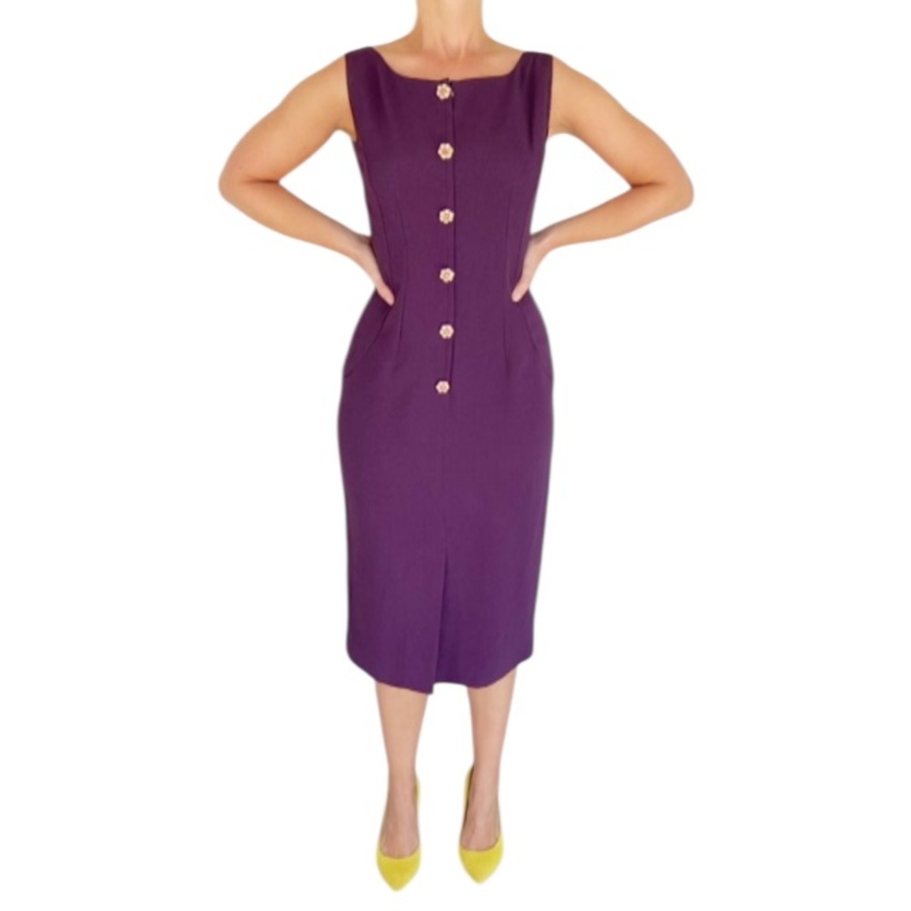 Dolce & Gabbana Exclusive purple sleeveless button front sheath dress size 44